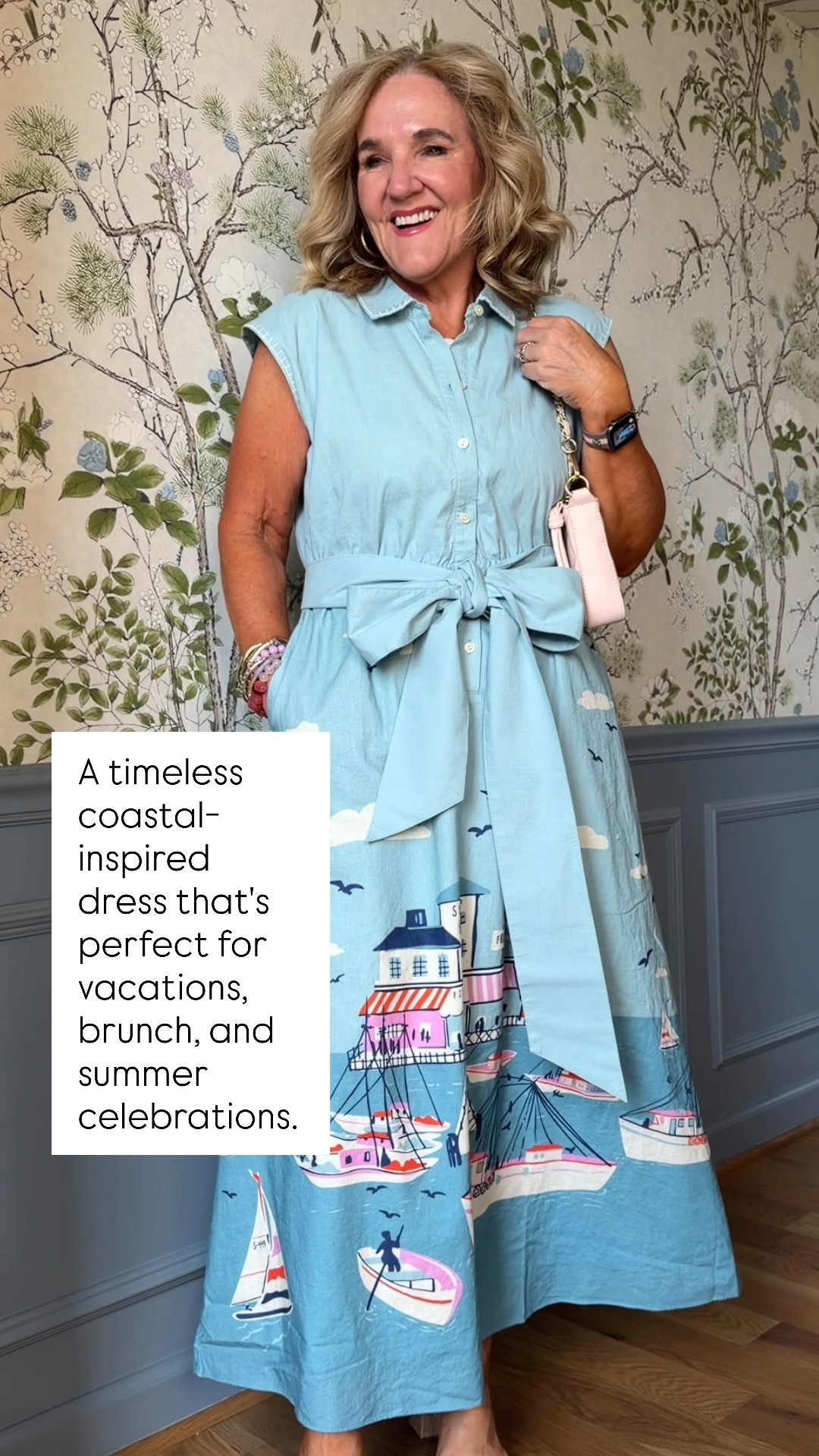 This dress is all about the details! The charming harbor print, flattering wide waistband, and breathable linen-cotton blend create a timeless look that's perfect for summer celebrations, coastal vacations, brunch, or weekend outings. Add a colorful crossbody for the perfect finishing touch.

💡 LTK MADE EASY
❤️ Heart = Support my posts!
🔖 Save = Get sale & restock alerts
📋 Lists = Keep favorites organized
📲 Share = Send lists and products to a friend. Hello, Christmas List!
💬 Comment = Ask me anything about what I'm wearing. :-)

#LTKootd #LTKSeasonal #LTKOver40