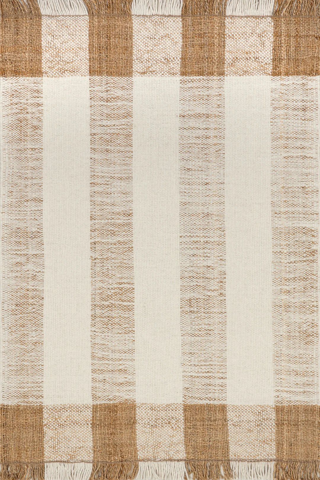 Benita Striped Tasseled Rug | Ivory | Rugs USA