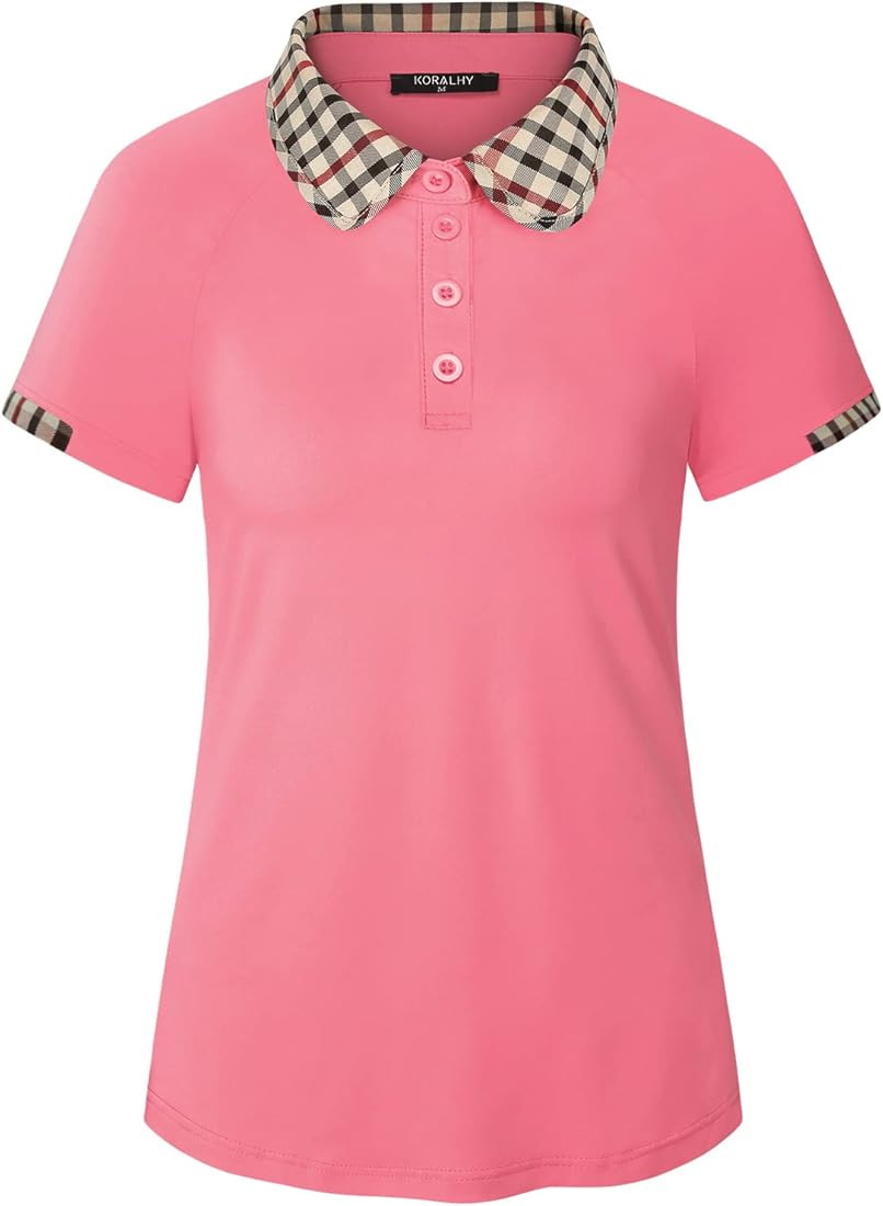 UPF50+ Women's Sports Polo Shirts Golf Tops Plaid Collar Moisture Wicking Athletic Tees Outdoor | Amazon (US)