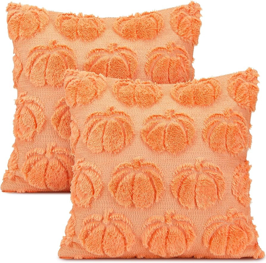 Mixweer 2 PCS Fall Pillow Covers Fall Decorative 18x18 Inch Pumpkin Throw Pillow Covers Autumn Pi... | Amazon (US)