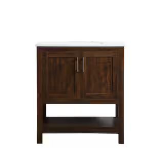 Timeless Home 30 in. W x 19 in. D x 34 in. H Single Bathroom Vanity in Espresso with Calacatta Qu... | The Home Depot