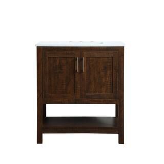 Timeless Home 30 in. W x 19 in. D x 34 in. H Single Bathroom Vanity in Espresso with Calacatta Qu... | The Home Depot