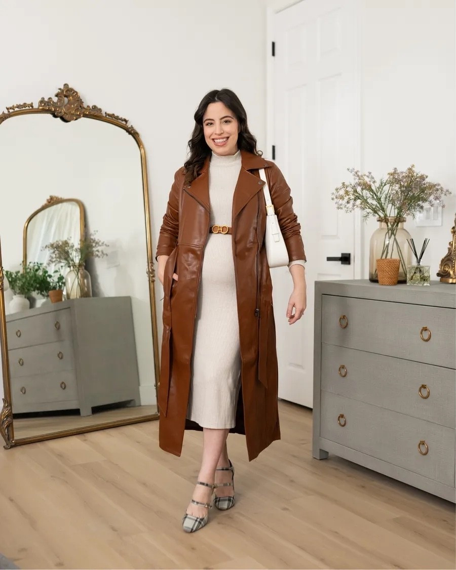 This bump friendly knit dress is affordable and looks amazing with a faux leather trench coat.

fall fashion, fall outfit, cozy chic look, budget friendly fashion, preggy friendly look, neutral aesthetic

#LTKootd #LTKSeasonal #LTKU