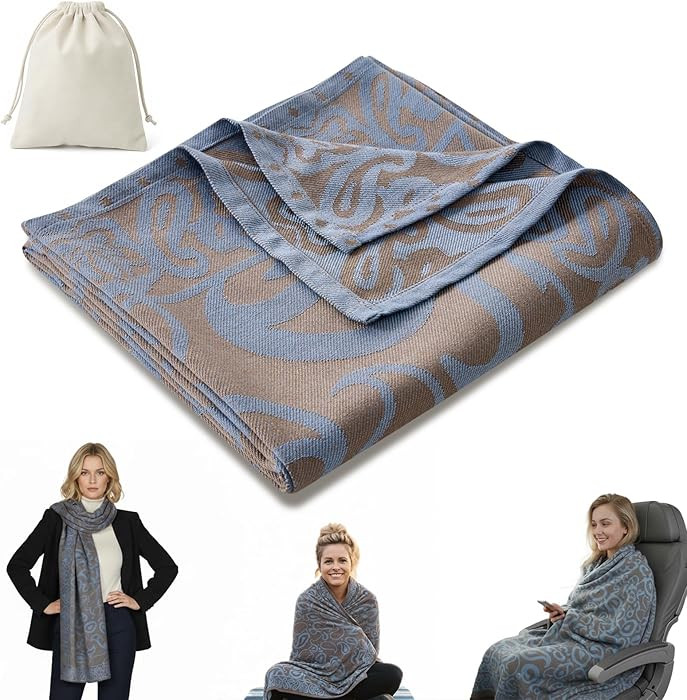 Travel Blanket Airplane - Ultra Soft & Lightweight Knit Design Compact Airplane Blanket,53x72 Inc... | Amazon (US)