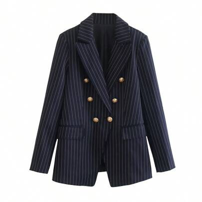 Women's Pinstripe Double Breasted Suit Jacket | SHEIN