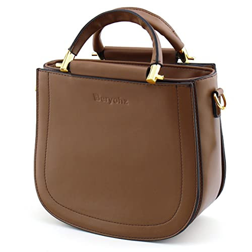 BERYOHZ Faux Leather Crossbody Satchel Bag Handbags with Top Handle for Women(BG002-Brown) | Amazon (US)