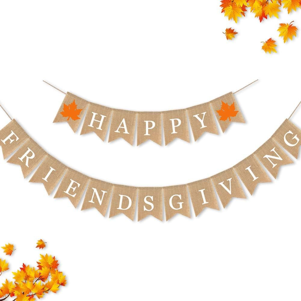 Burlap Happy Friendsgiving Banner Fall Autumn Friend Party Garland Supplies | Amazon (US)