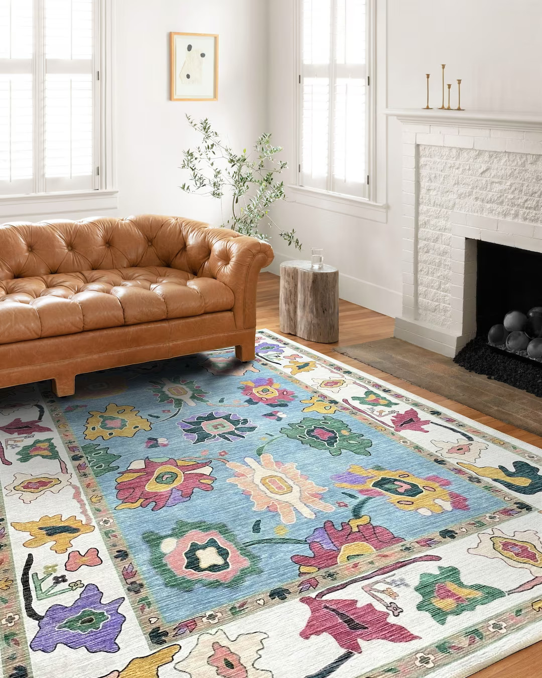 Lulus Oushak Rug Colorful Vintage Turkish Eclectic Floral - Etsy | Etsy (US)