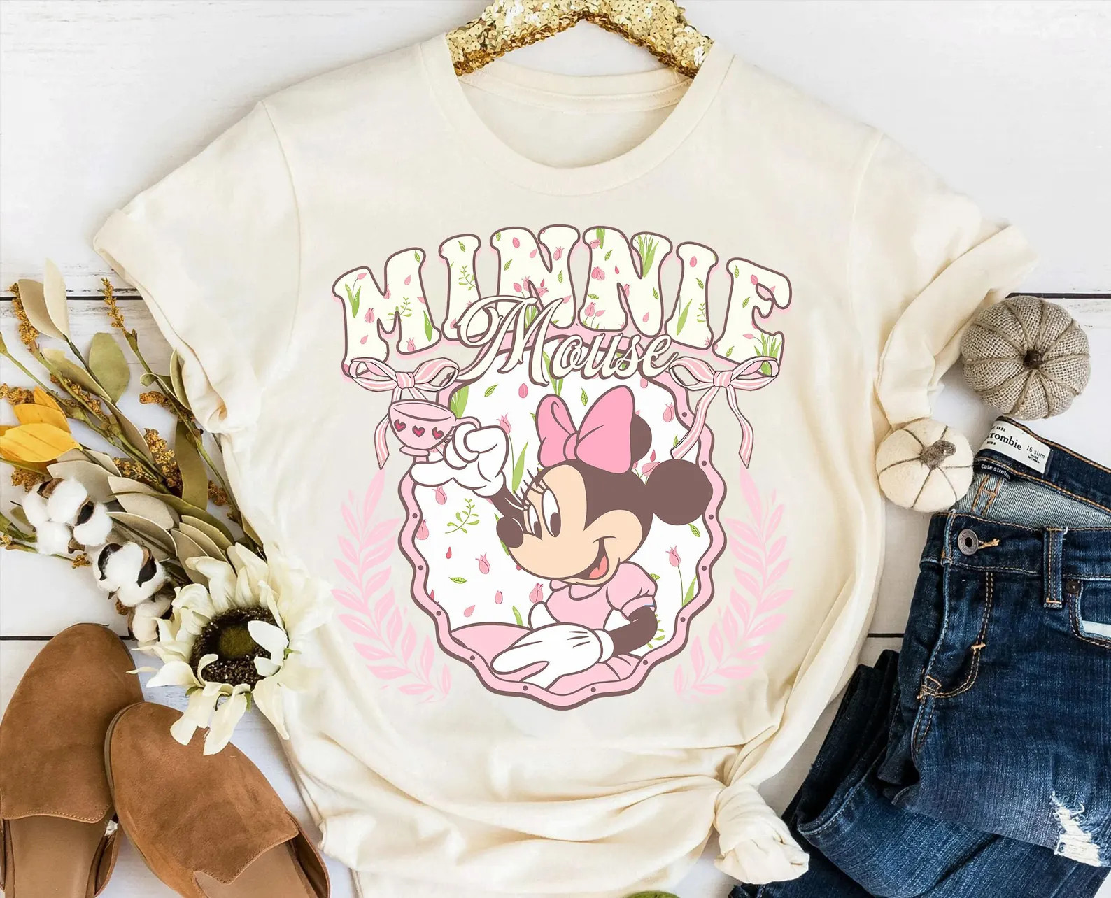 Retro Disney Minnie Mouse Floral Pink Tea Cup Shirt, Minnie and Daisy Disney Bestie Shirt, Disney... | Etsy (Global)