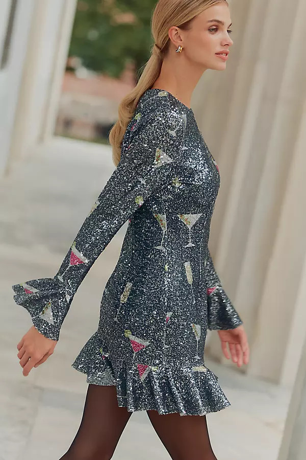 Saylor Brioni Long-Sleeve Crew-Neck Mini Dress | Anthropologie (US)