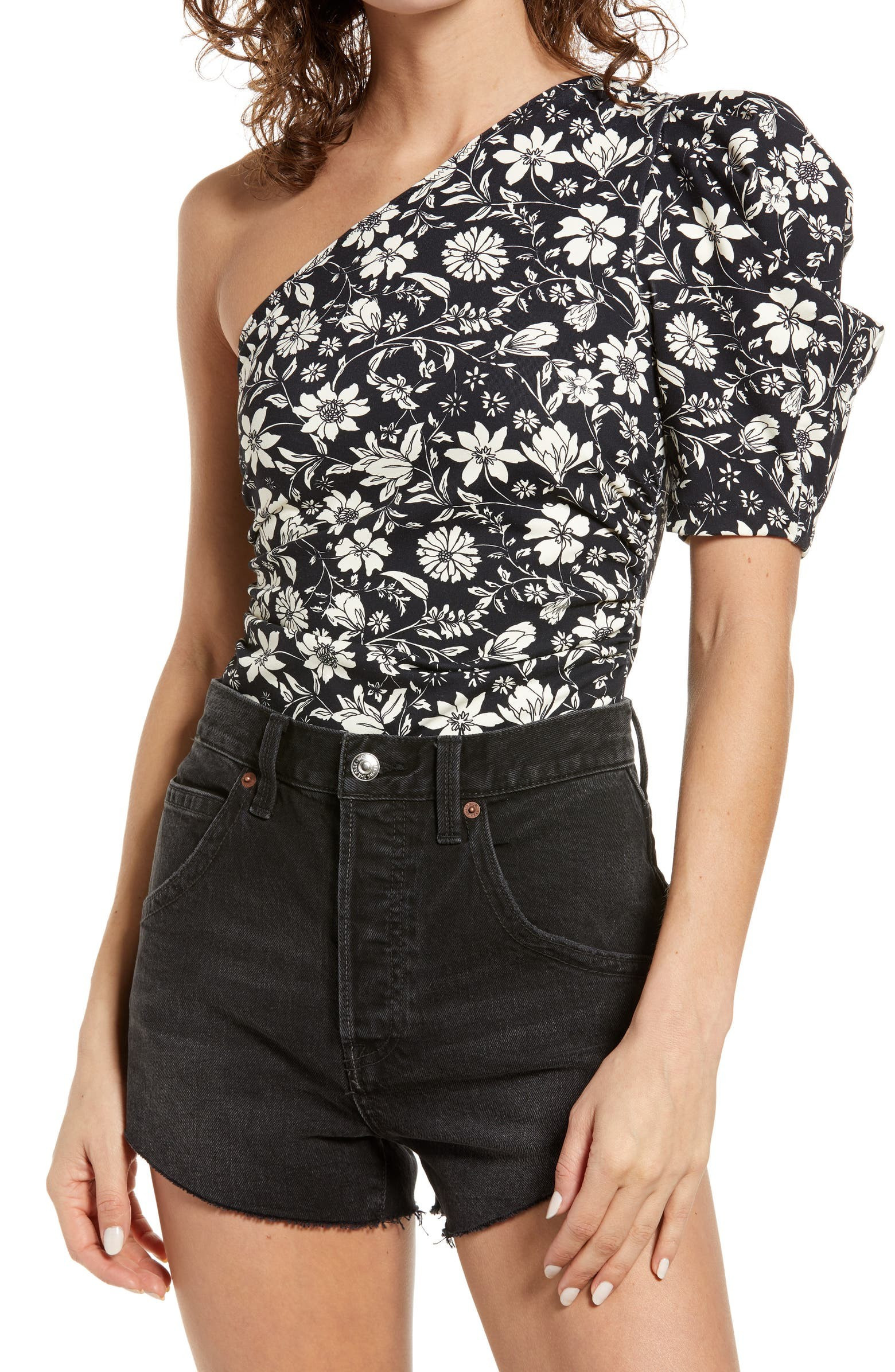 One-Shoulder Floral Print Bodysuit | Nordstrom