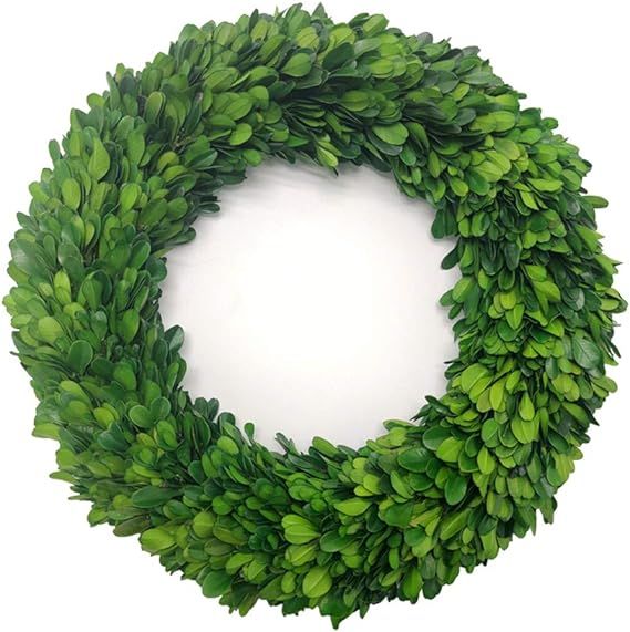 LMflorals Preserved Boxwood Wreath 12 Inch Wreath for Front Door Farmhouse Wedding Party Greenery... | Amazon (US)