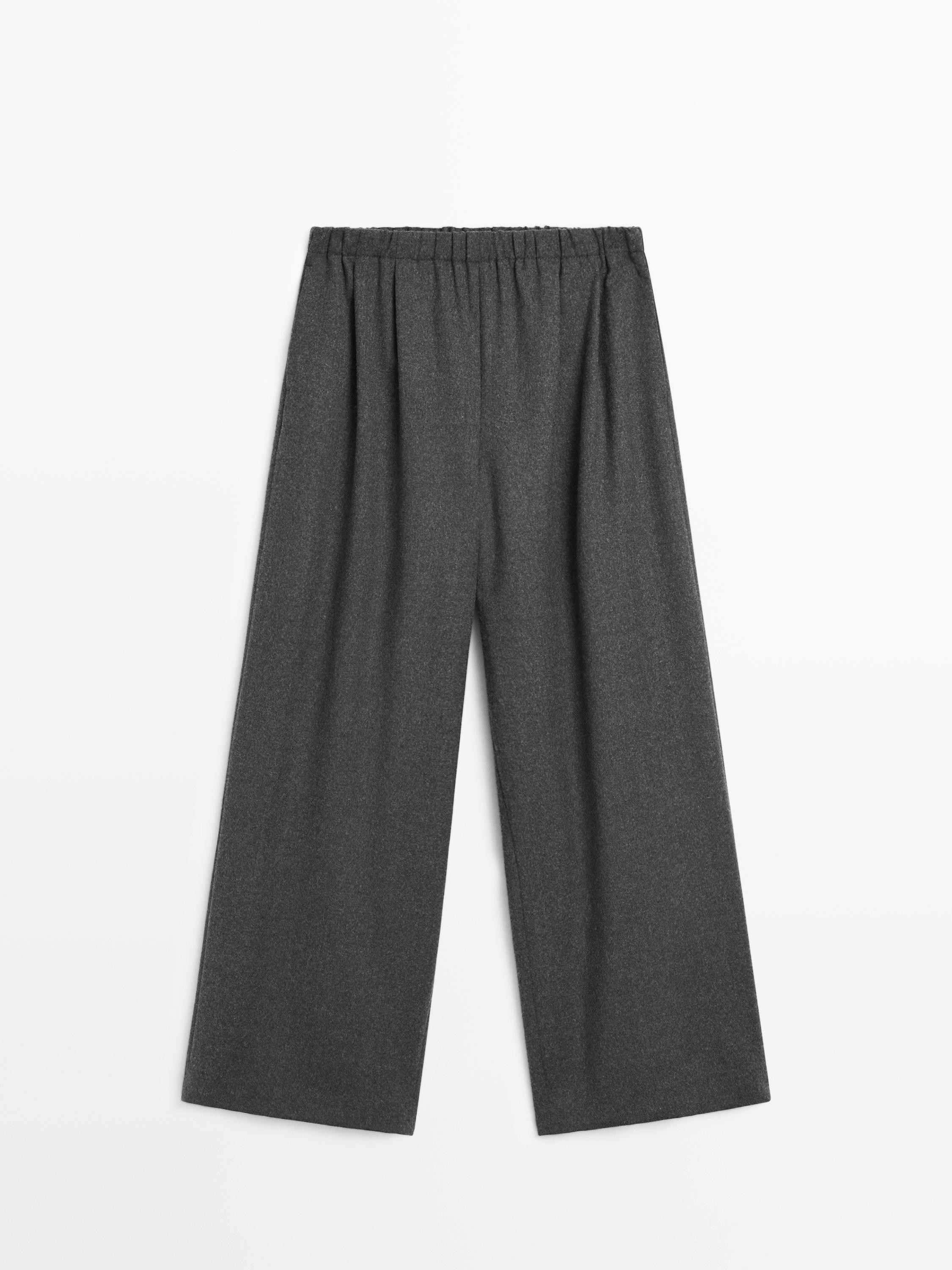 Wool blend trousers with elasticated waistband | Massimo Dutti UK