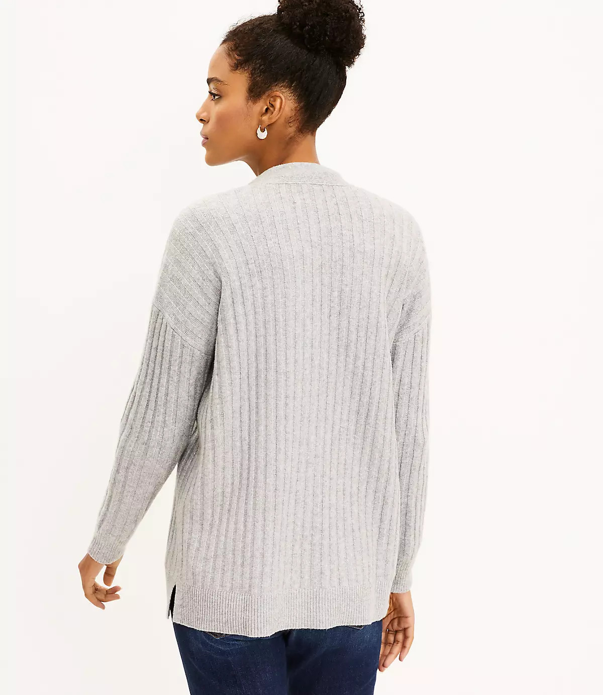 Ribbed Relaxed V-Neck Cardigan | LOFT
