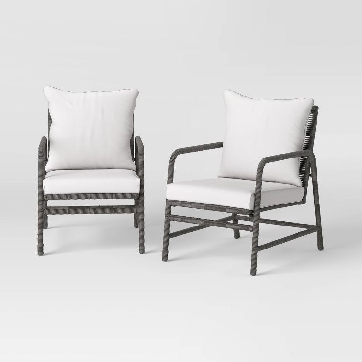 Granby 2pk Padded Wicker Club Chairs - Gray - Threshold™ | Target