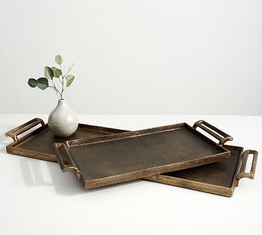 Antiqued Metal Decorative Tray | Pottery Barn (US)
