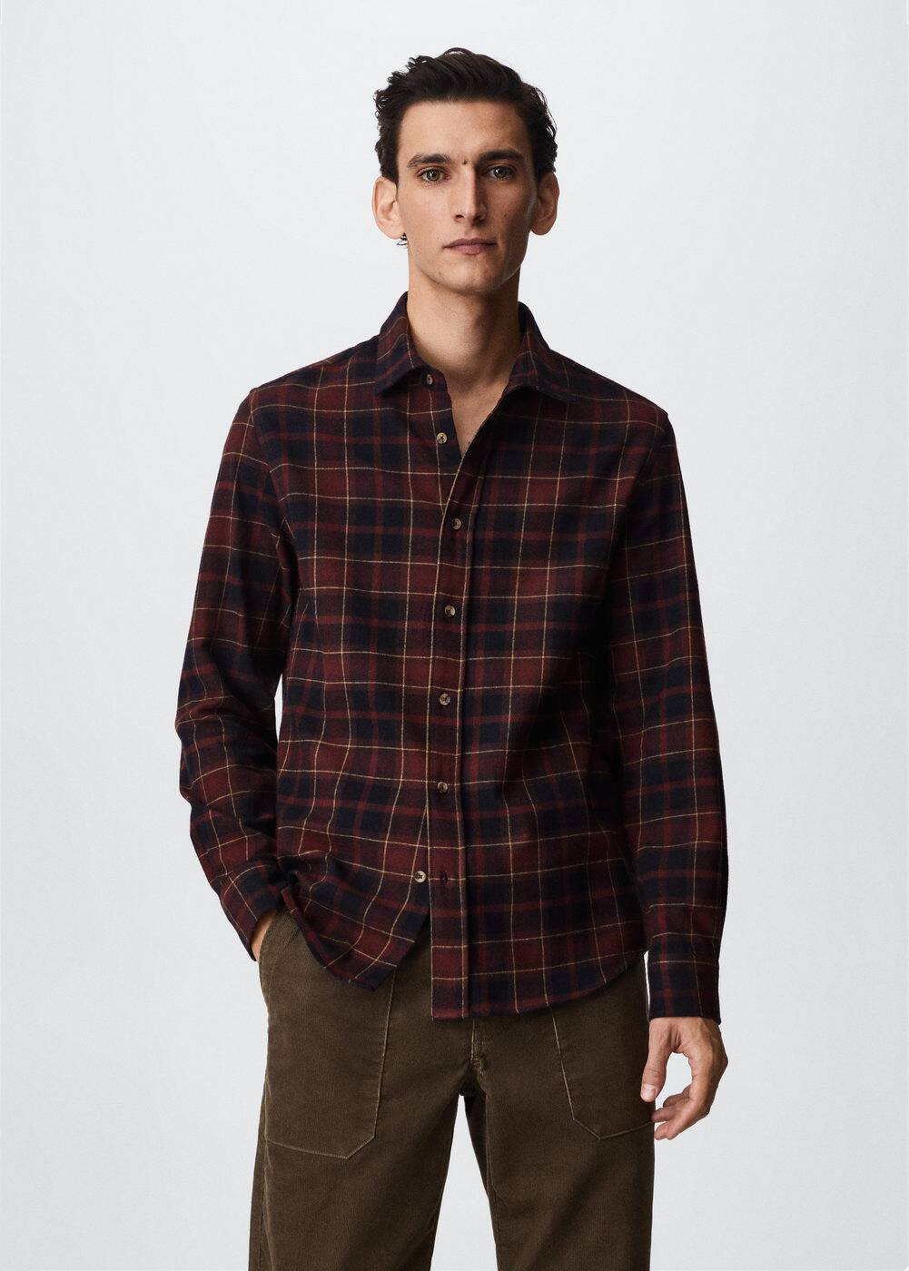 Regular fit checked flannel shirt -  Men | Mango Man USA | MANGO (US)