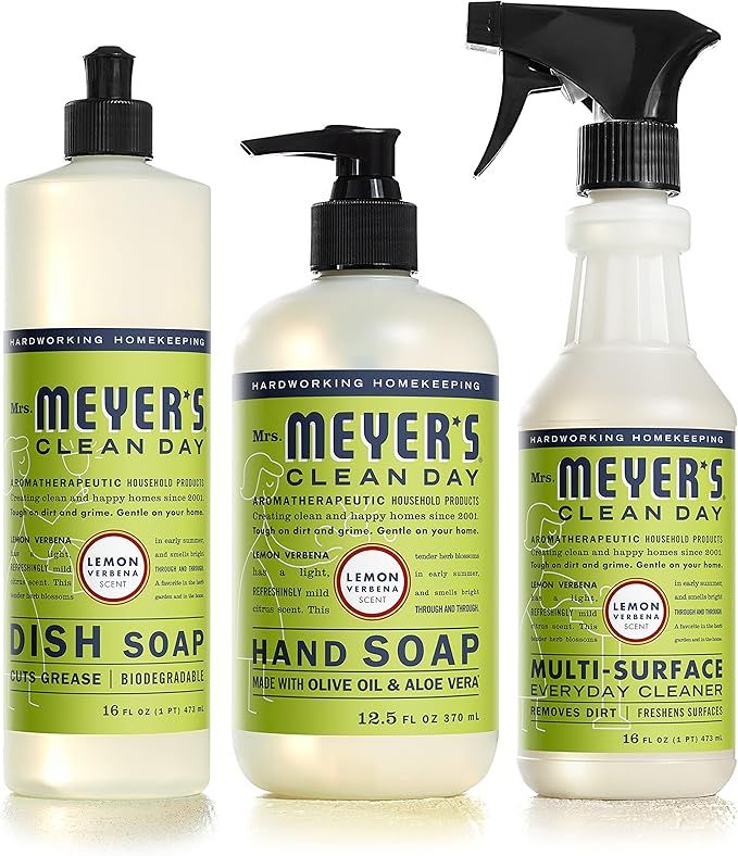 Mrs. Meyer's Kitchen Essentials Set, Includes: Hand Soap, Dish Soap, and Multi-Surface Cleaner, L... | Amazon (US)