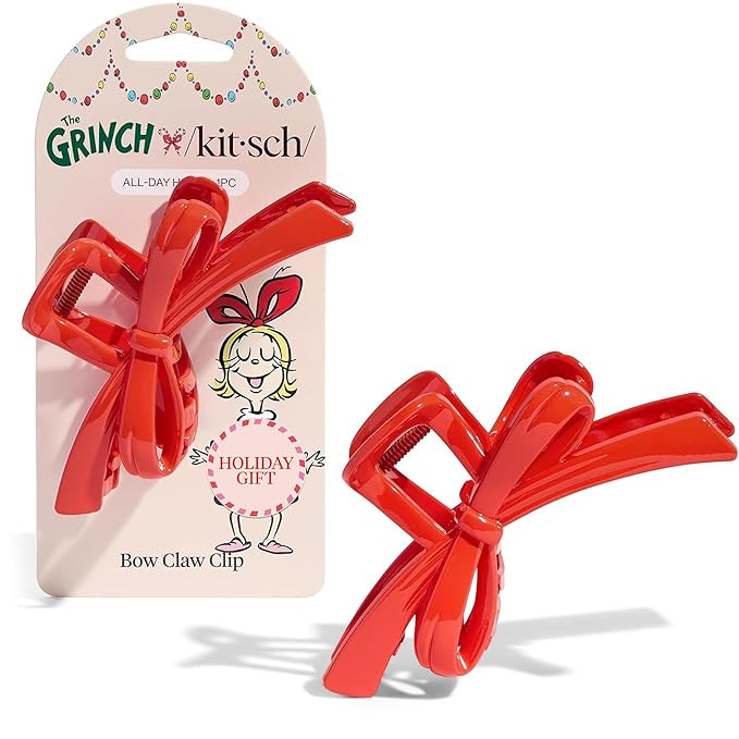 The Grinch x Kitsch Bow Hair Claw Clip for Women – Strong Hold for Thick or Thin Hair | Glossy ... | Amazon (US)