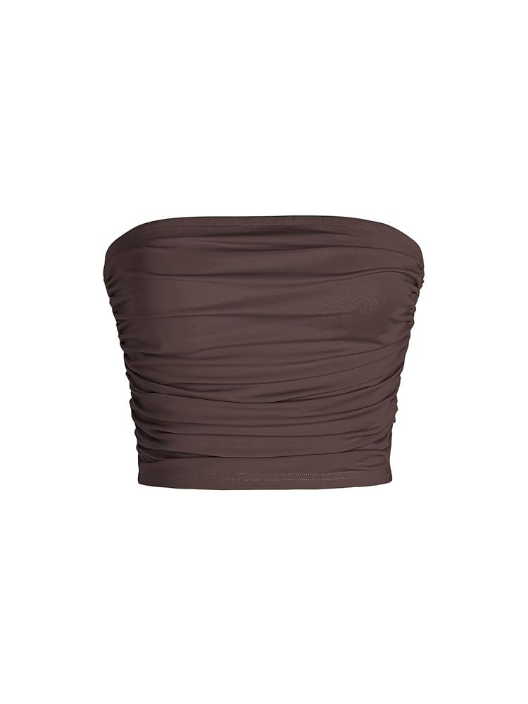CIDER Tube Top for Women Strapless Ruched Sexy Going Out Basic Bandeau Crop Tops Summer Outfits | Amazon (US)