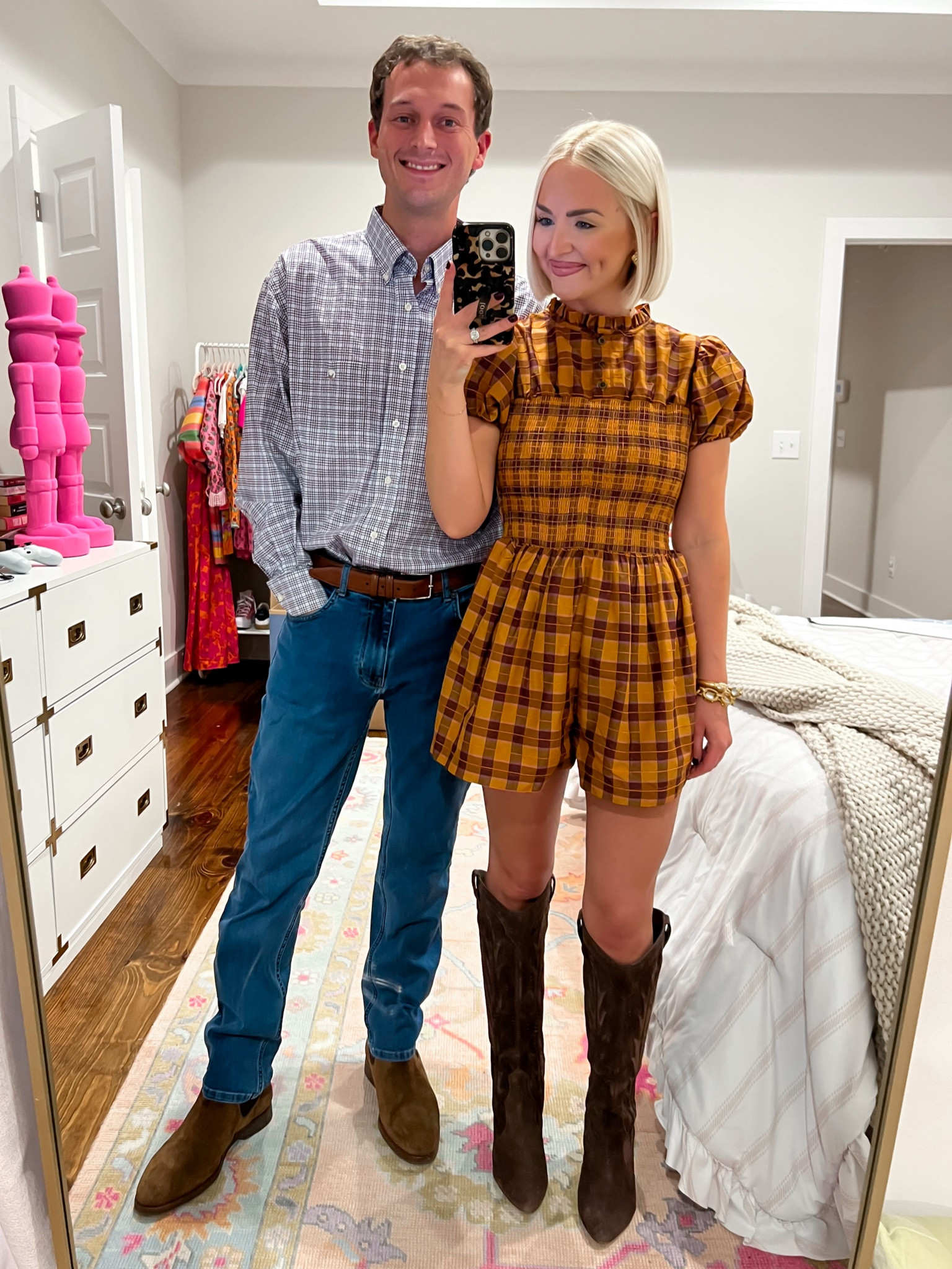 Date night outfit / thanksgiving outfit / puff sleeve smocked romper 

#LTKSeasonal