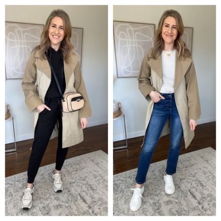 Walmart trench coat two ways, looks and feels high end. I sized up to a medium which is good for layering. #walmartfashion 

#LTKfindsunder50 #LTKfindsunder100 #LTKstyletip