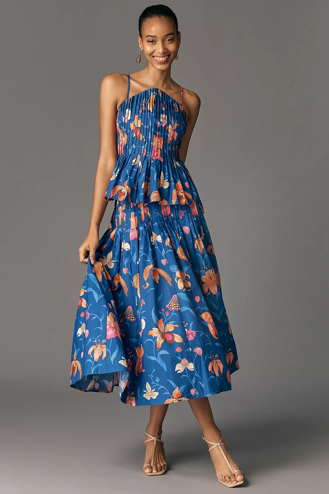 Farm Rio Pintuck Cotton Midi Skirt | Anthropologie (US)