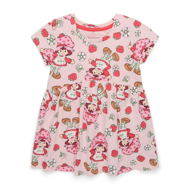 Strawberry Shortcake Toddler Girl Allover Print Dress with Short Sleeves, Sizes 12M-5T | Walmart (US)