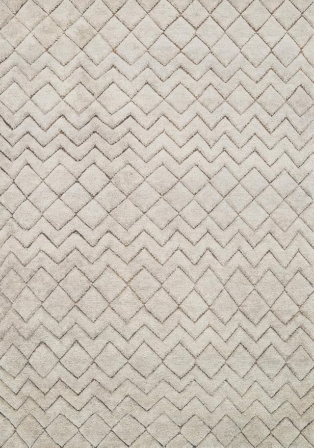 Loloi TN-02 Tanzania Collection Geometric Wool Area Rug 5'-6" x 8'-6" Stone | Amazon (US)