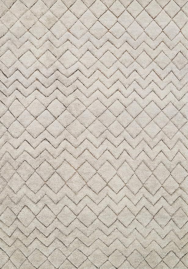Loloi TN-02 Tanzania Collection Geometric Wool Area Rug 5'-6" x 8'-6" Stone | Amazon (US)