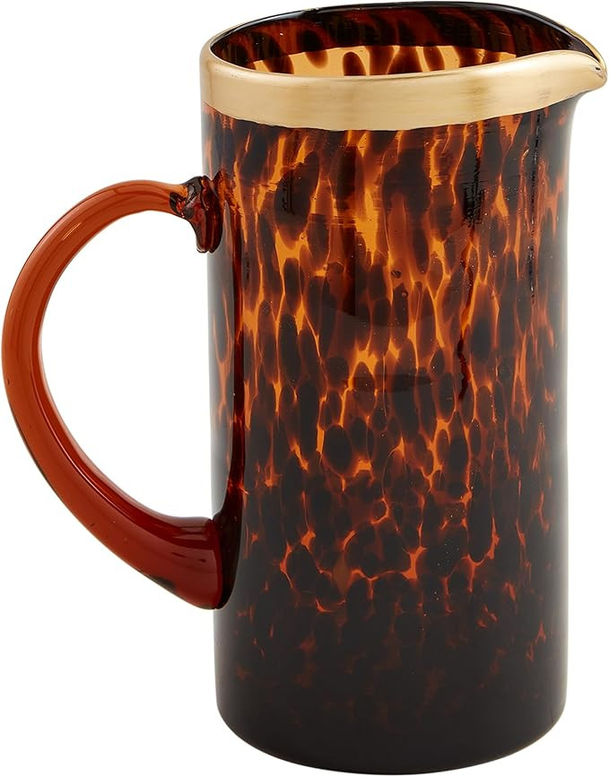 Mud Pie 47 oz Glass Tortoise Pitcher, Brown | Amazon (US)
