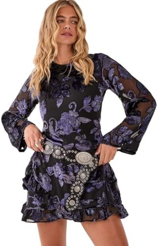 Nasty Gal Floral Devore Ruffle Wrap Mini Dress | Amazon (US)