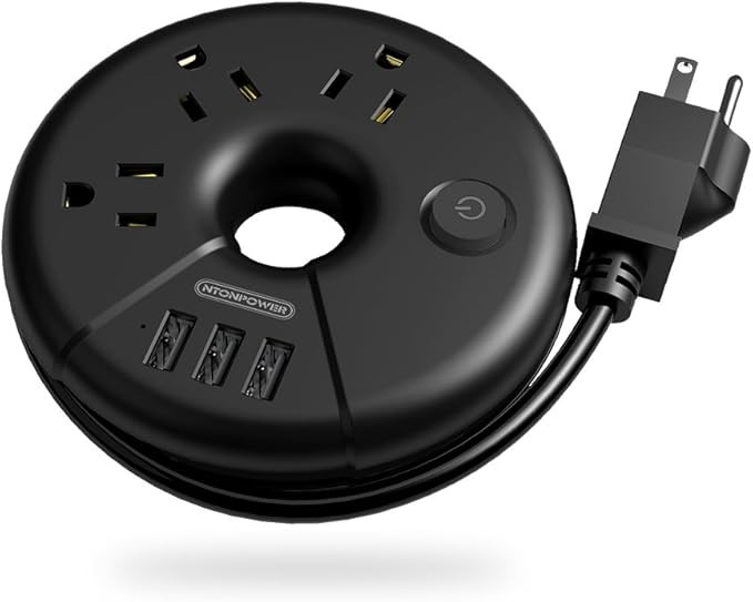 Travel Power Strip, NTONPOWER Portable Charging Station 3 USB Without Surge Protector Short Exten... | Amazon (US)