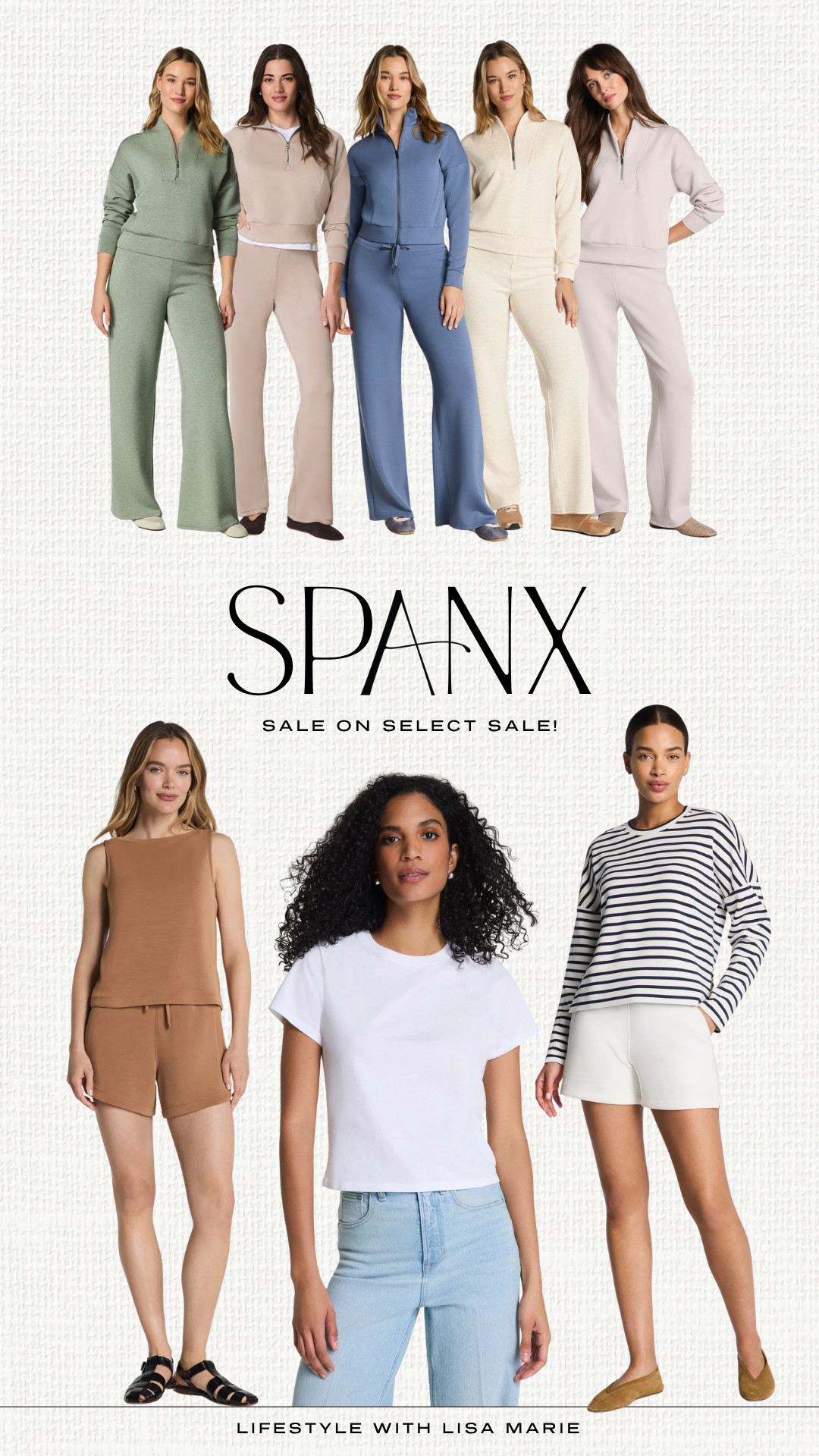 Spanx sale on select sale - including some of my favorite matching sets from the AirEssentials collection, the best white tee, and the softest shorts! Two piece matching pant sets for fall and winter. Half and full zip jackets. Luxe loungewear and activewear. Athleisure for travel and errands.

#LTKSeasonal #LTKSaleAlert #LTKPetite