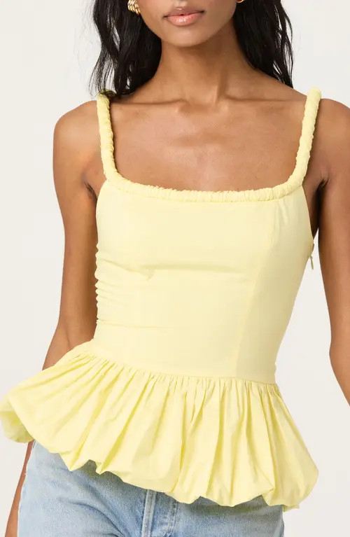 ASTR the Label Bubble Peplum Cotton Camisole in Butter Yellow at Nordstrom, Size X-Large | Nordstrom