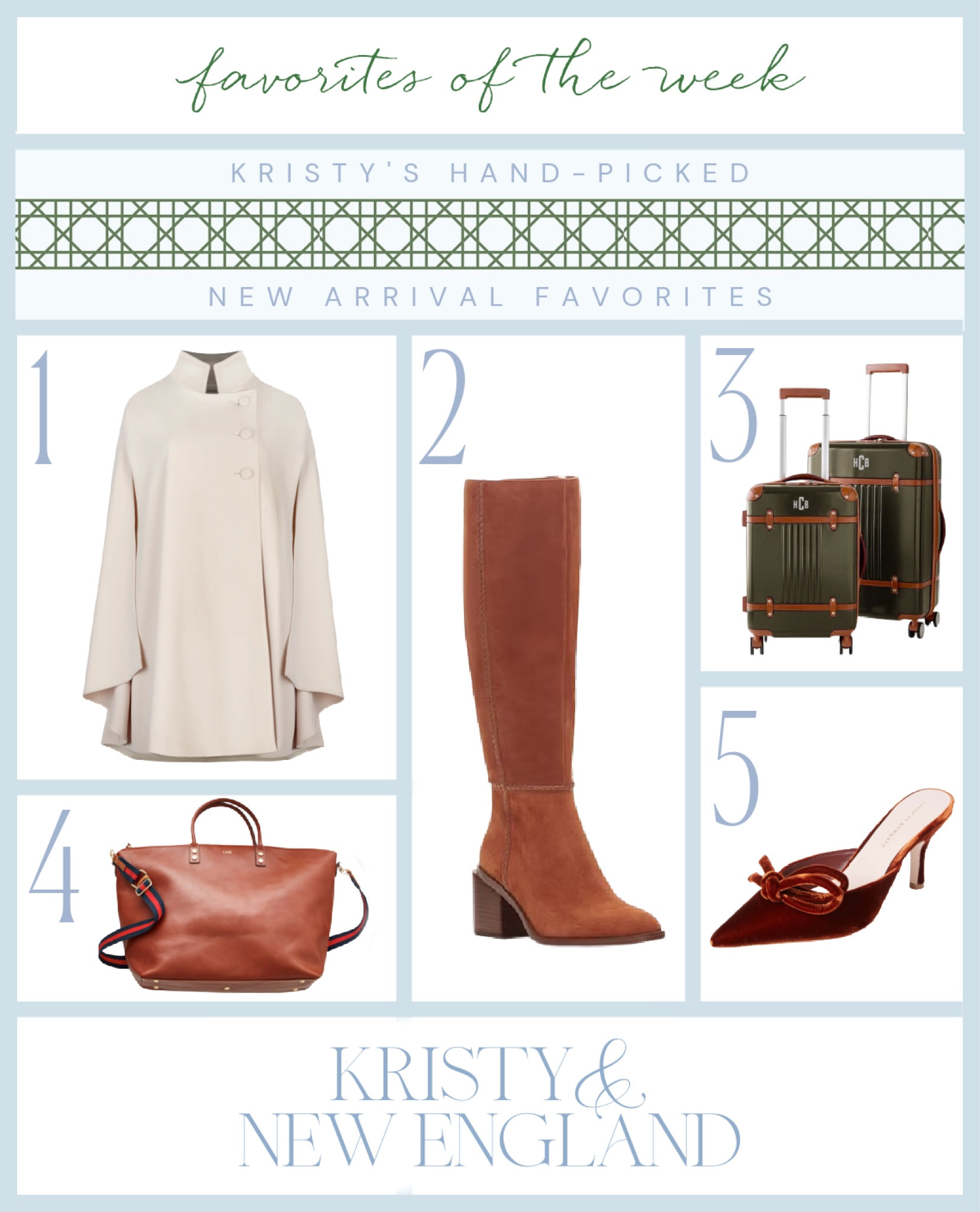 My favorite finds of the week! That cape I have and it is so beautiful! Such a special piece. The chestnut suede boots I just picked up and they look so good on. Travel planning and I love that olive green luggage set and leather weekender bag. Those velvet burgundy heels are so pretty for dressier fall occasions or a fall wedding. 

#LTKshoecrush #LTKtravel #LTKSeasonal