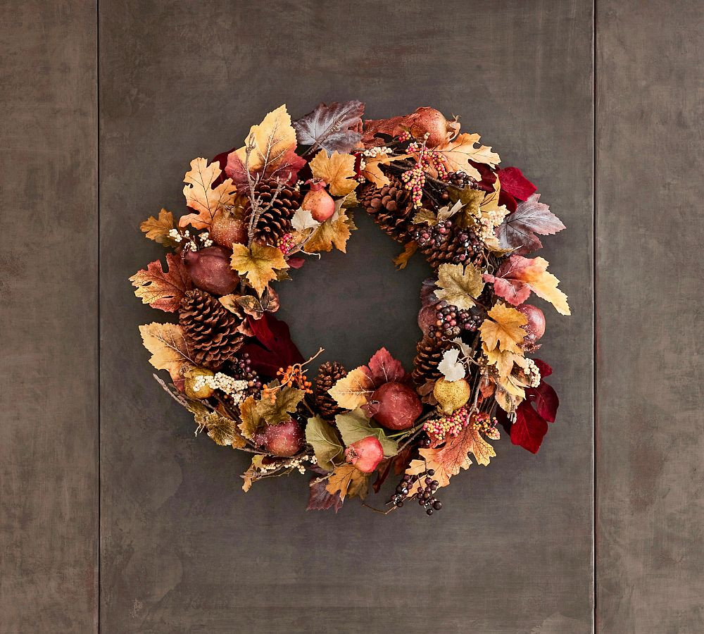Faux Pomegranate &amp; Pinecone Wreath | Pottery Barn (US)