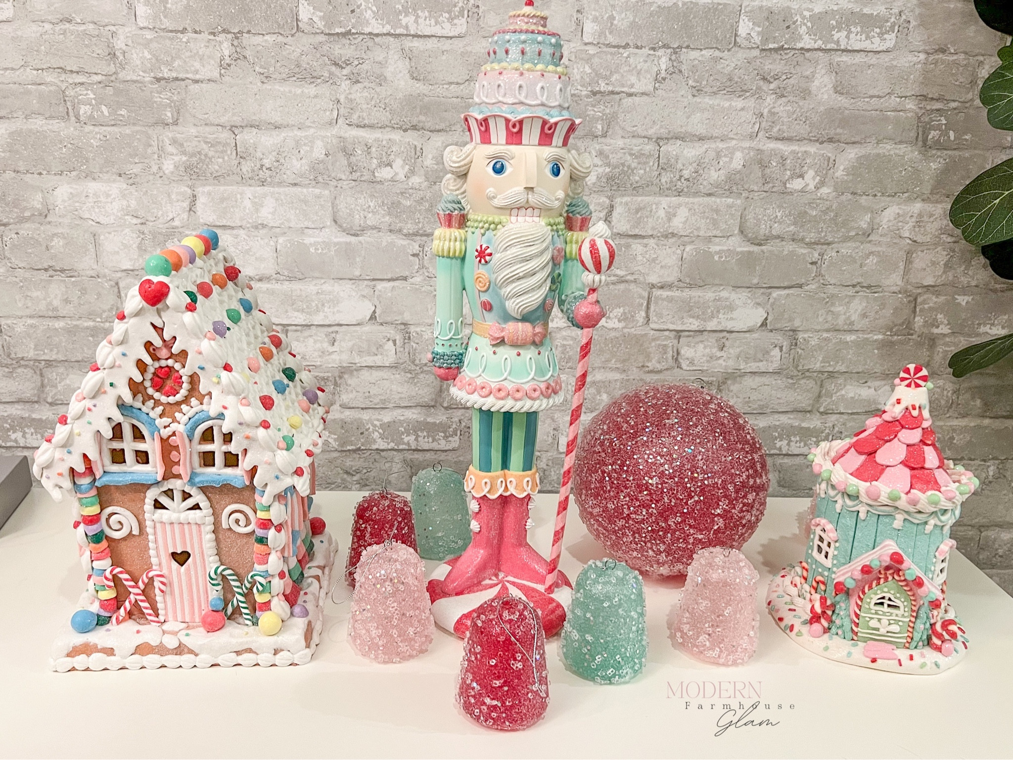 Christmas decorations nutcracker gingerbread house gum drops at modernfarmhouseglam and my peel and stick brick wallpaper 

#LTKhome #LTKHolidaySale #LTKHoliday