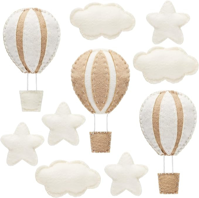Poen 10 Pcs Star Hot Air Balloon and Cloud Nursery Decor Western Wall Decor for Bedroom Mini Felt... | Amazon (US)