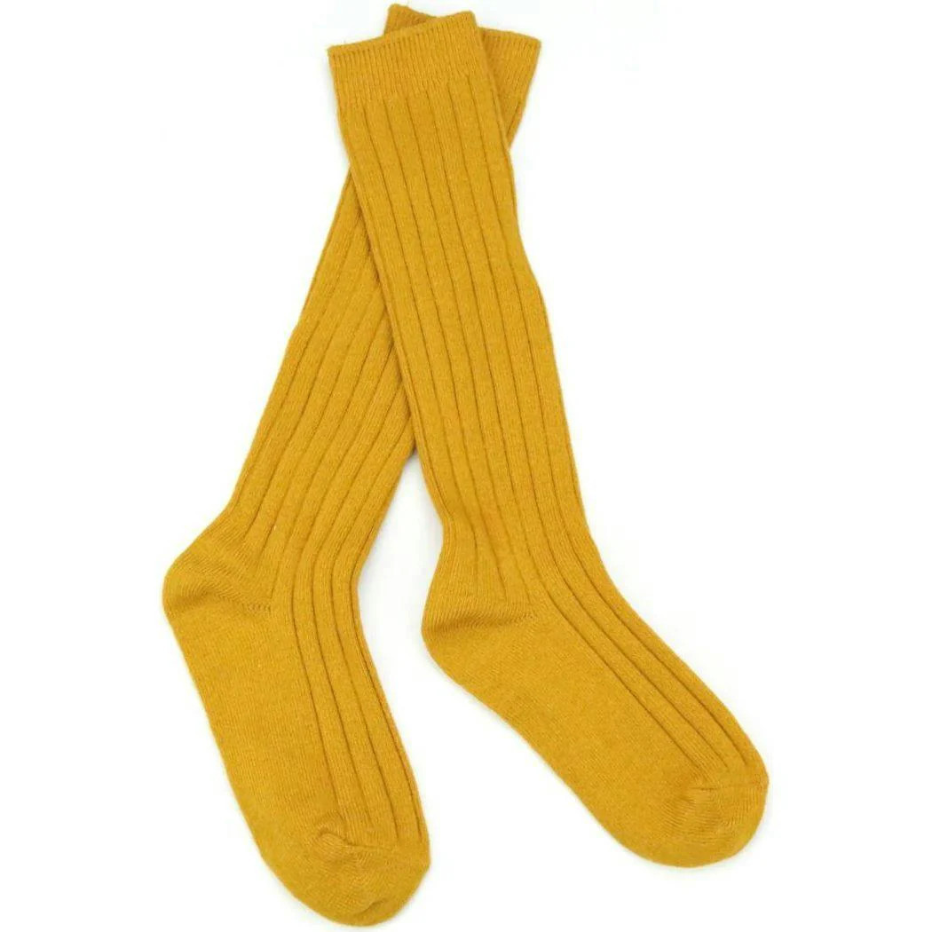 Ribbed Knee High Socks (Mustard) Mustard / 1-3y | Maisonette