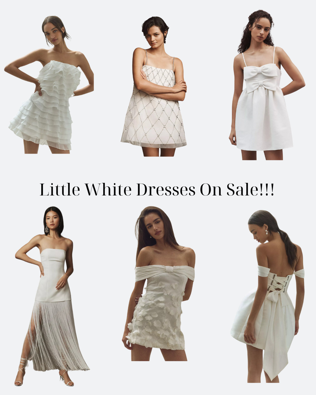These Little White Dresses from Anthropologie are so perfect for any bride! Whether it's a brunch, night before, or a reception dress change, these dresses will be show stopping! 
#weddingdress #bridestyle #brideoutfits #littlewhitedress 

 #LTKSpringSale #LTKSaleAlert #LTKWedding