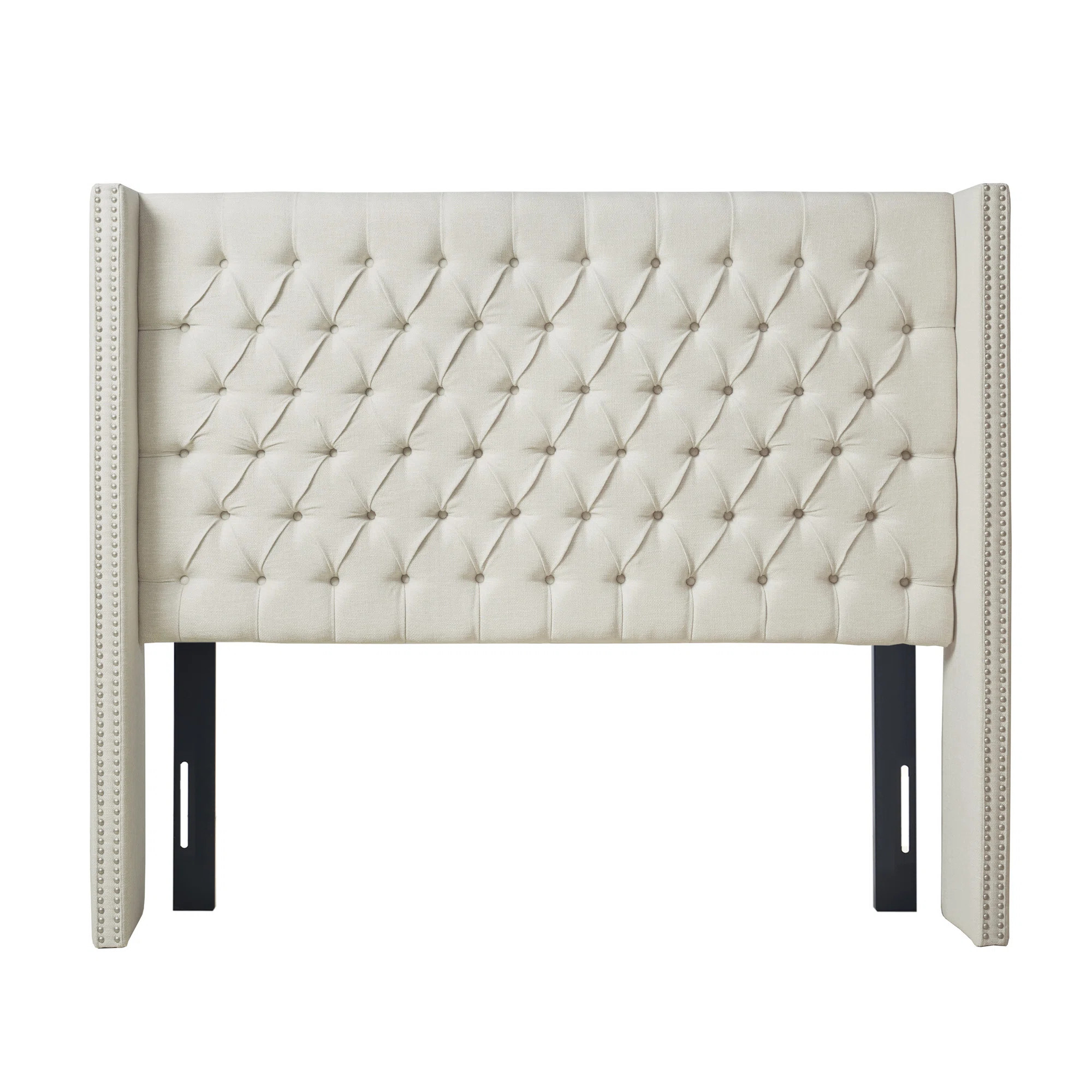 Ashwin Upholstered Wingback Headboard - Button Tufting & Nailhead Trim | Wayfair North America