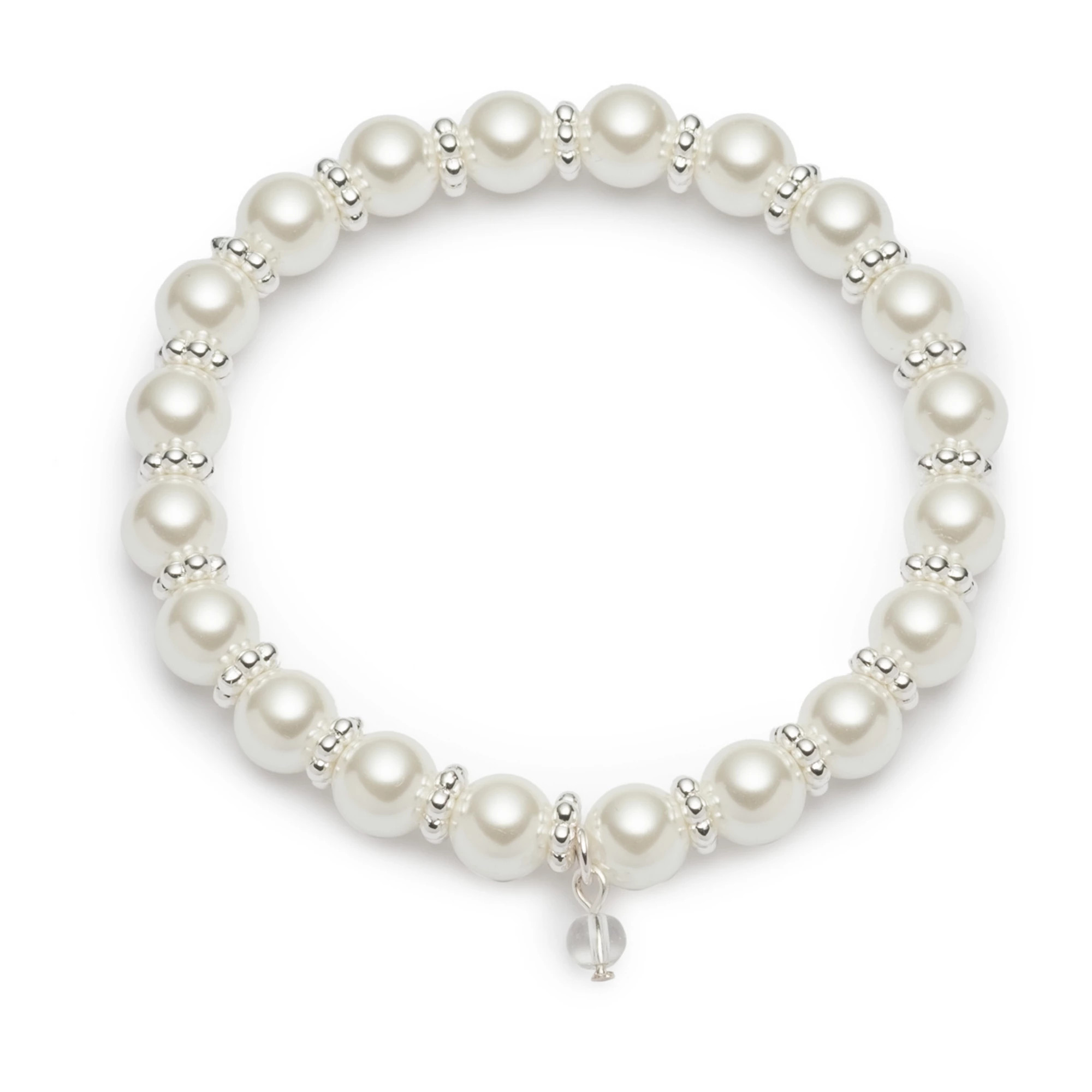 You're Invited Silver Tone Crystal Accent & Simulated Pearl Stretch Bracelet | Kohl's