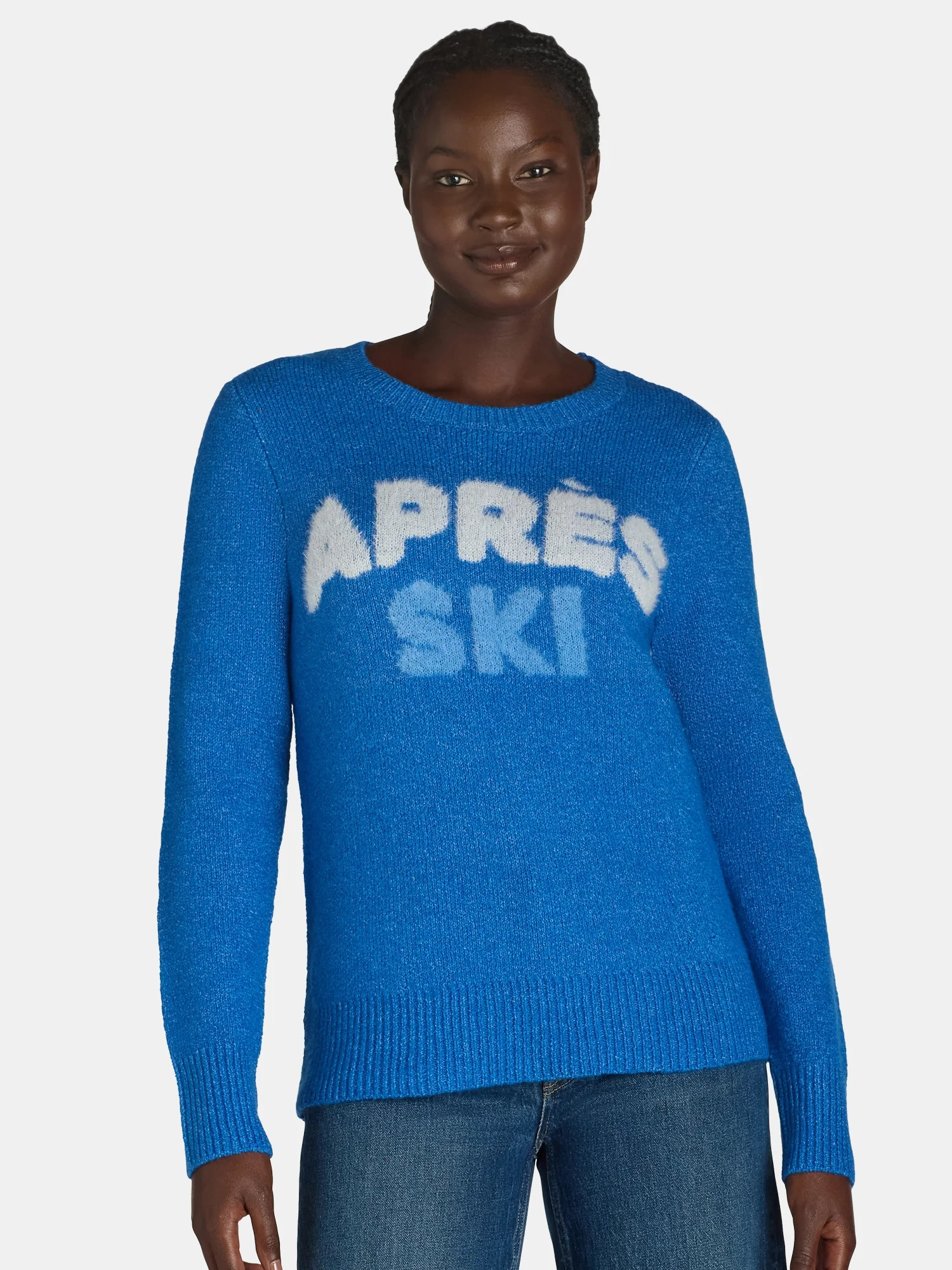 Time and Tru Women’s Conversational Crewneck Sweater, Lightweight, Size XS-XXXL - Walmart.com | Walmart (US)