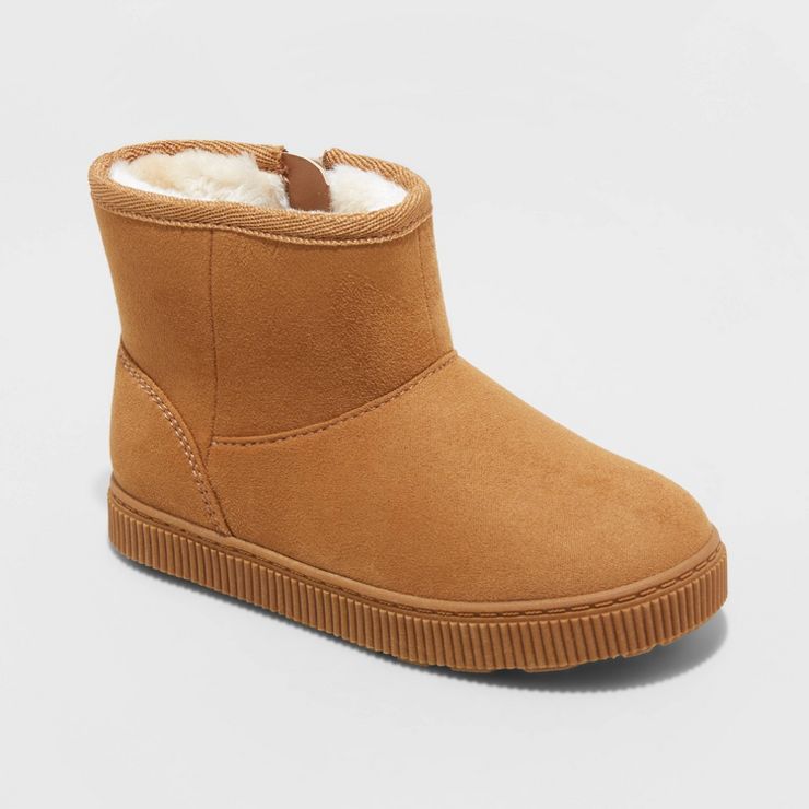 Toddler Girls&#39; Arlo Zipper Winter Shearling Style Boots - Cat &#38; Jack&#8482; Cognac 12 | Target