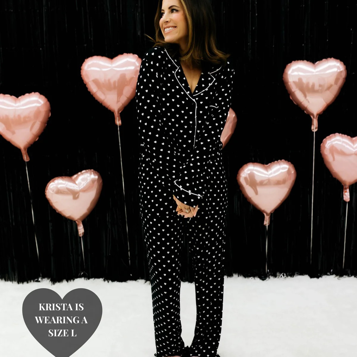 Black Heart Polka Dot Pajamas - Adult | Staykation