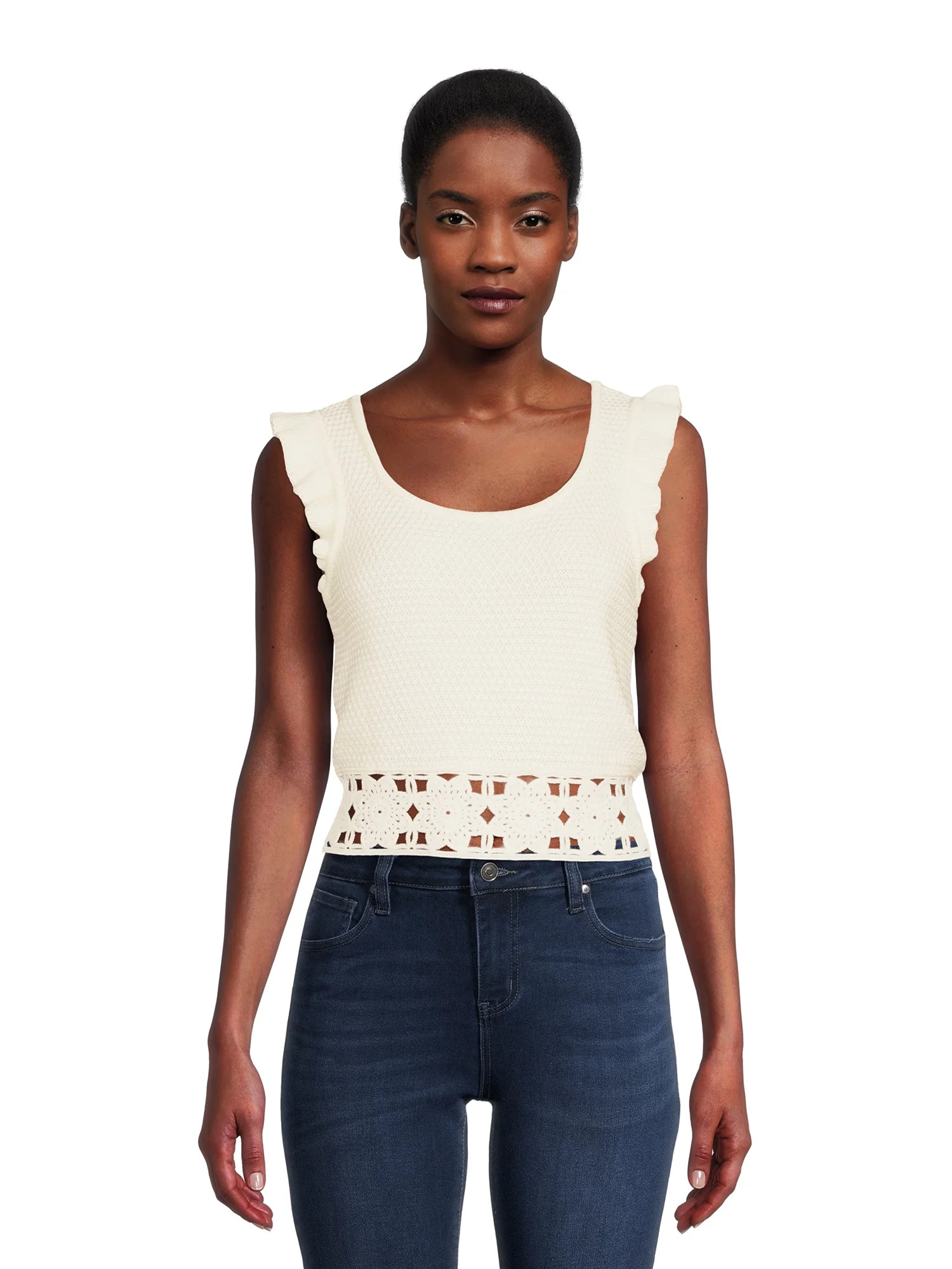 Madden NYC Juniors Crochet Top, Sizes XS-3XL | Walmart (US)