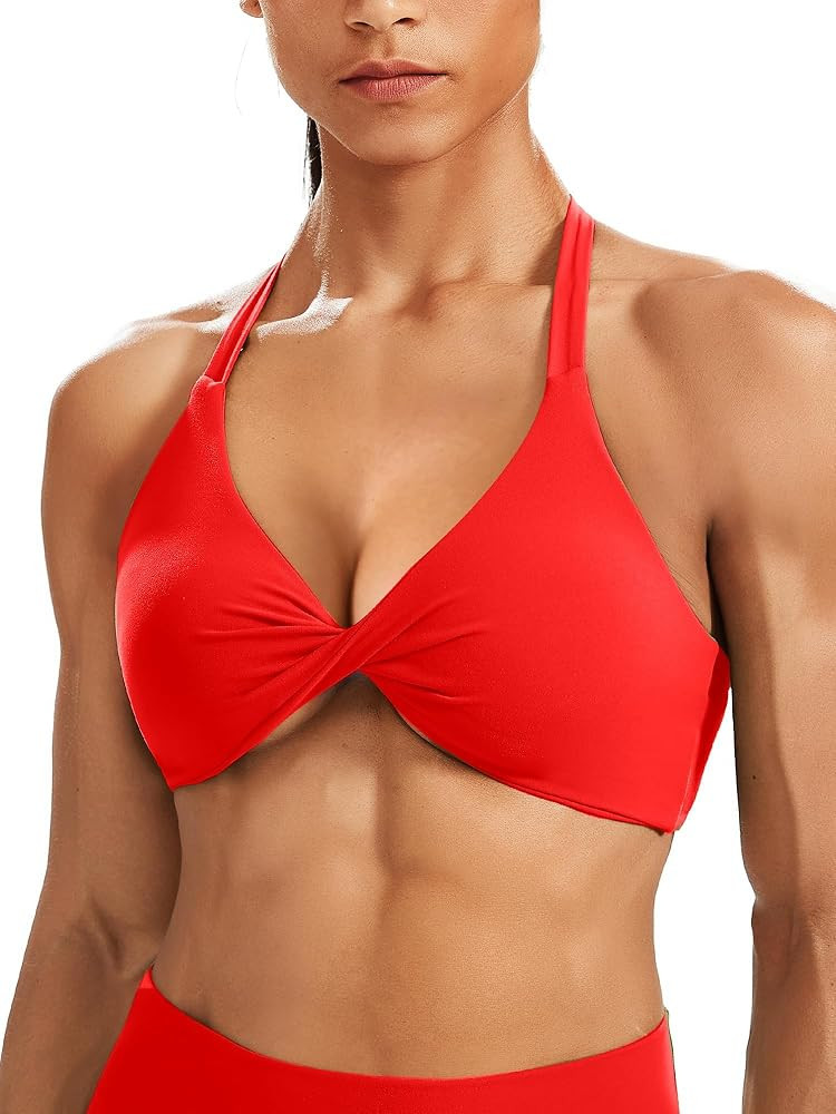 Unthewe Women's Workout Sports Bra Padded Criss Cross Low Impact Bra Yoga Crop Tank Tops | Amazon (US)