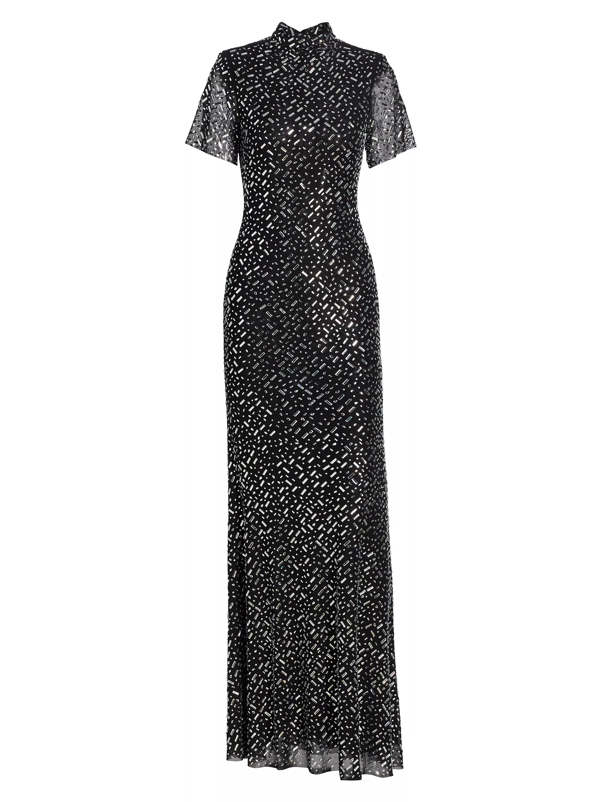 Self-PortraitSquare Rhinestone Mesh Maxi Dress | Saks Fifth Avenue