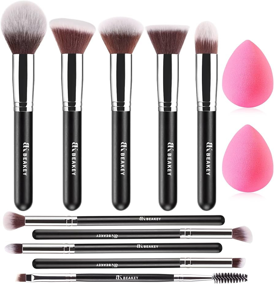BEAKEY Makeup Brush Set Professional for Eye and Face, Blending Brush for Foundation, Eyeshadow, ... | Amazon (US)
